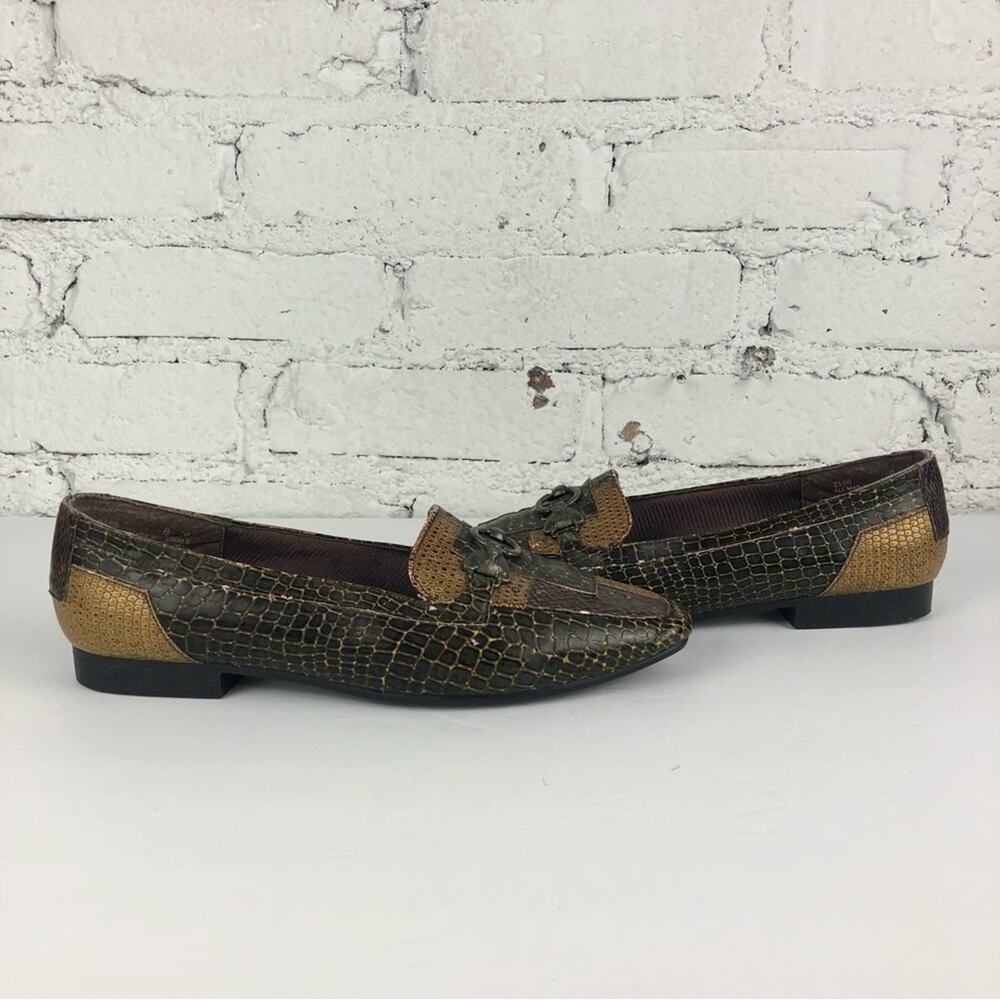 Vintage Annie Patchwork Faux Animal Tiger Accent Loafers - Picture 7 of 12